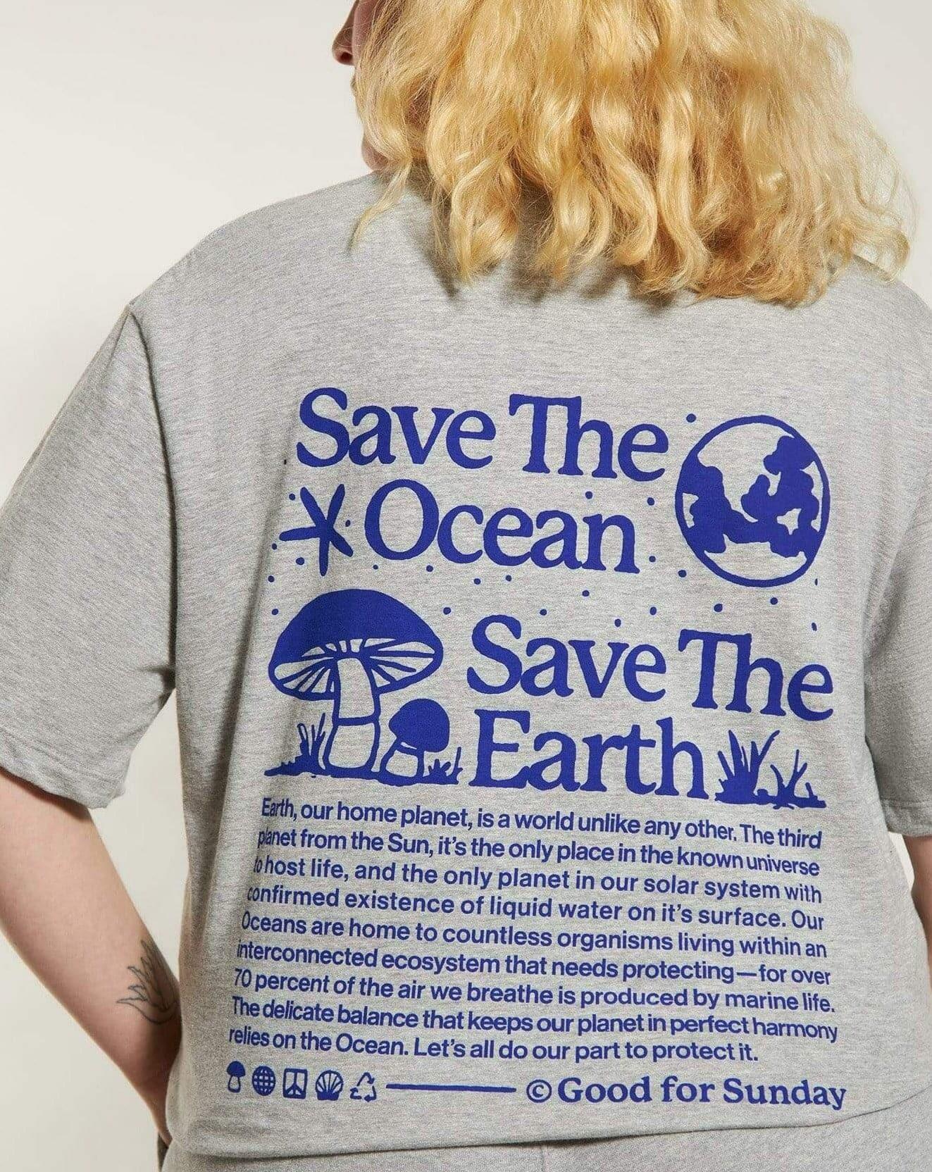 Organic Cotton T Shirt - Save the Ocean Good for Sunday -   OAT & OCHRE